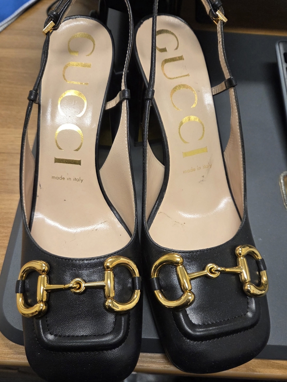 Gucci Black Leather Horsebit Slingback Pumps- Receipt Attached - Picture 4 of 9